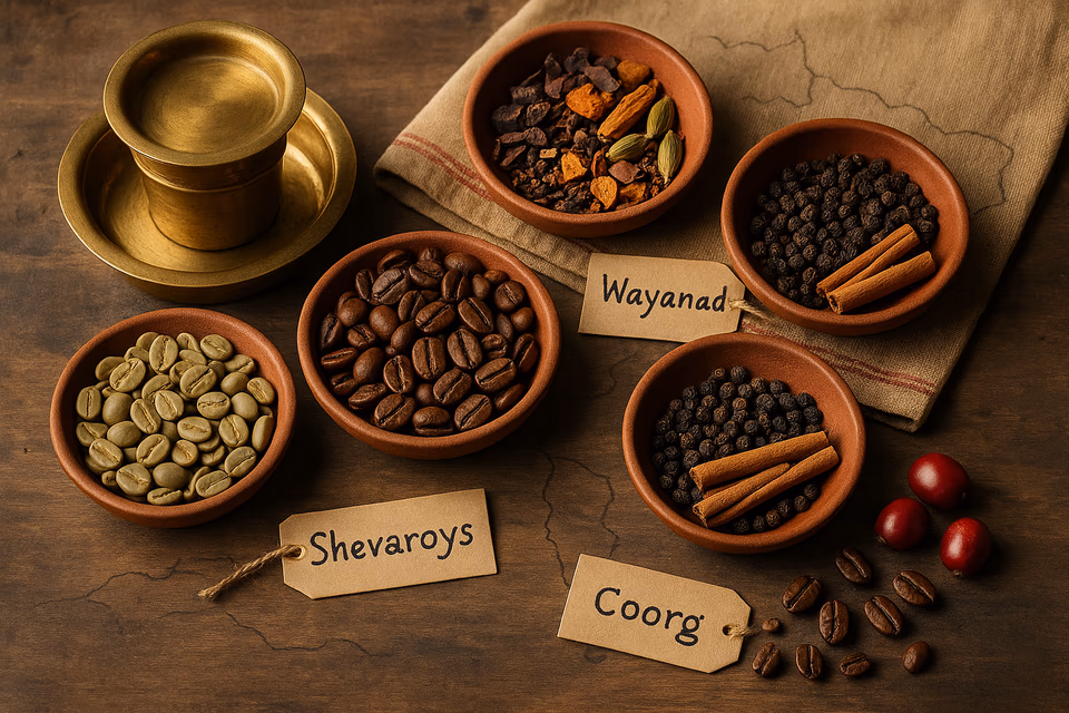Map of the coffee-growing regions of India
