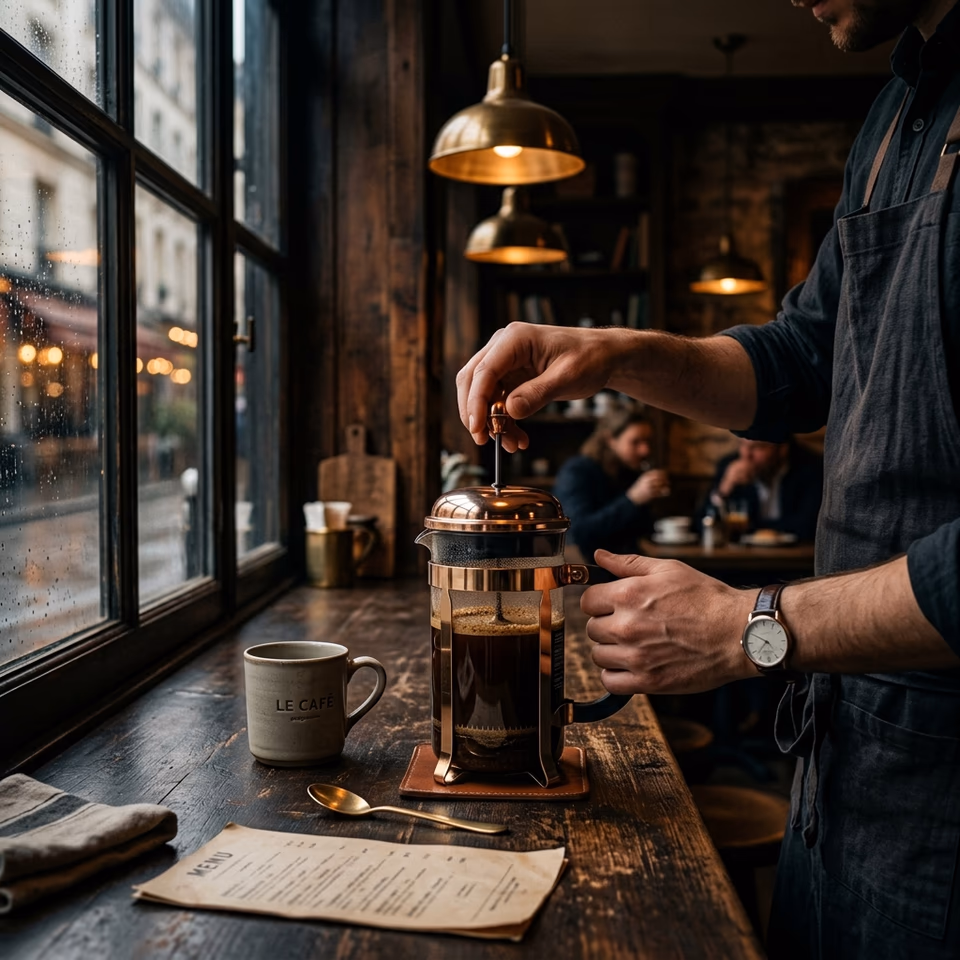 French Press brewing in India