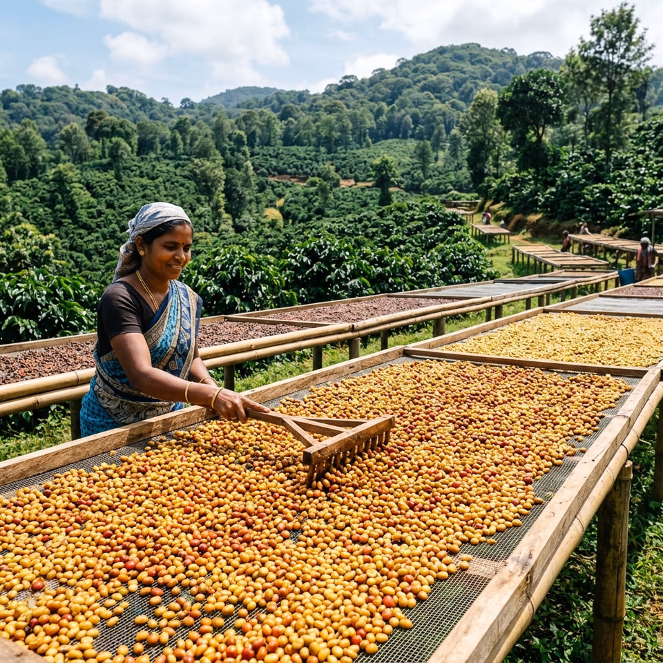 Honey processed coffee beans