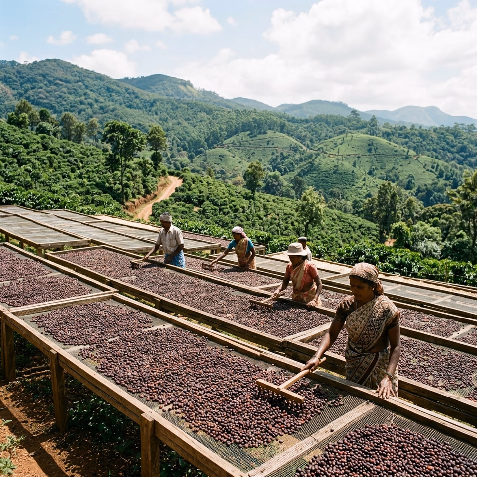 Natural processed coffee in India